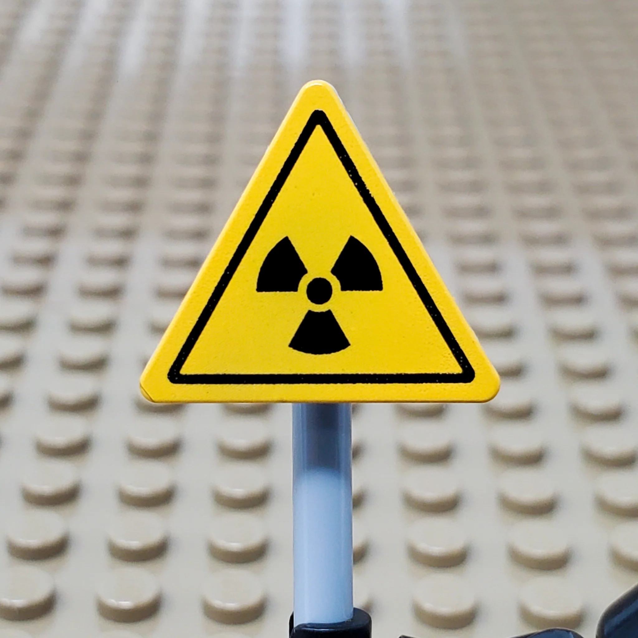 "Radioactive Warning" Triangular Sign with Clip (Custom Pad Printed LEGO)