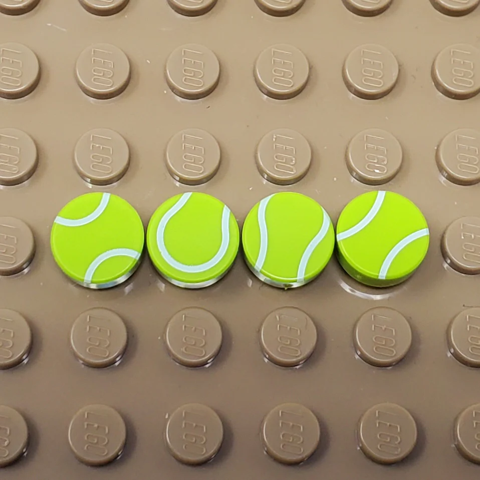 Tennis Ball Set - 1x1 Round Tiles (Custom Pad Printed LEGO brick)